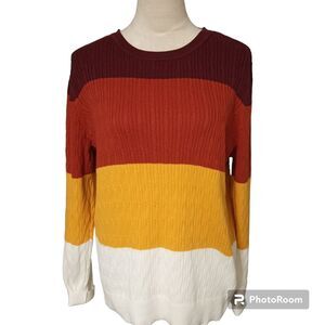 Kim Rogers Woman's Color block Ribbed Sweater Size L